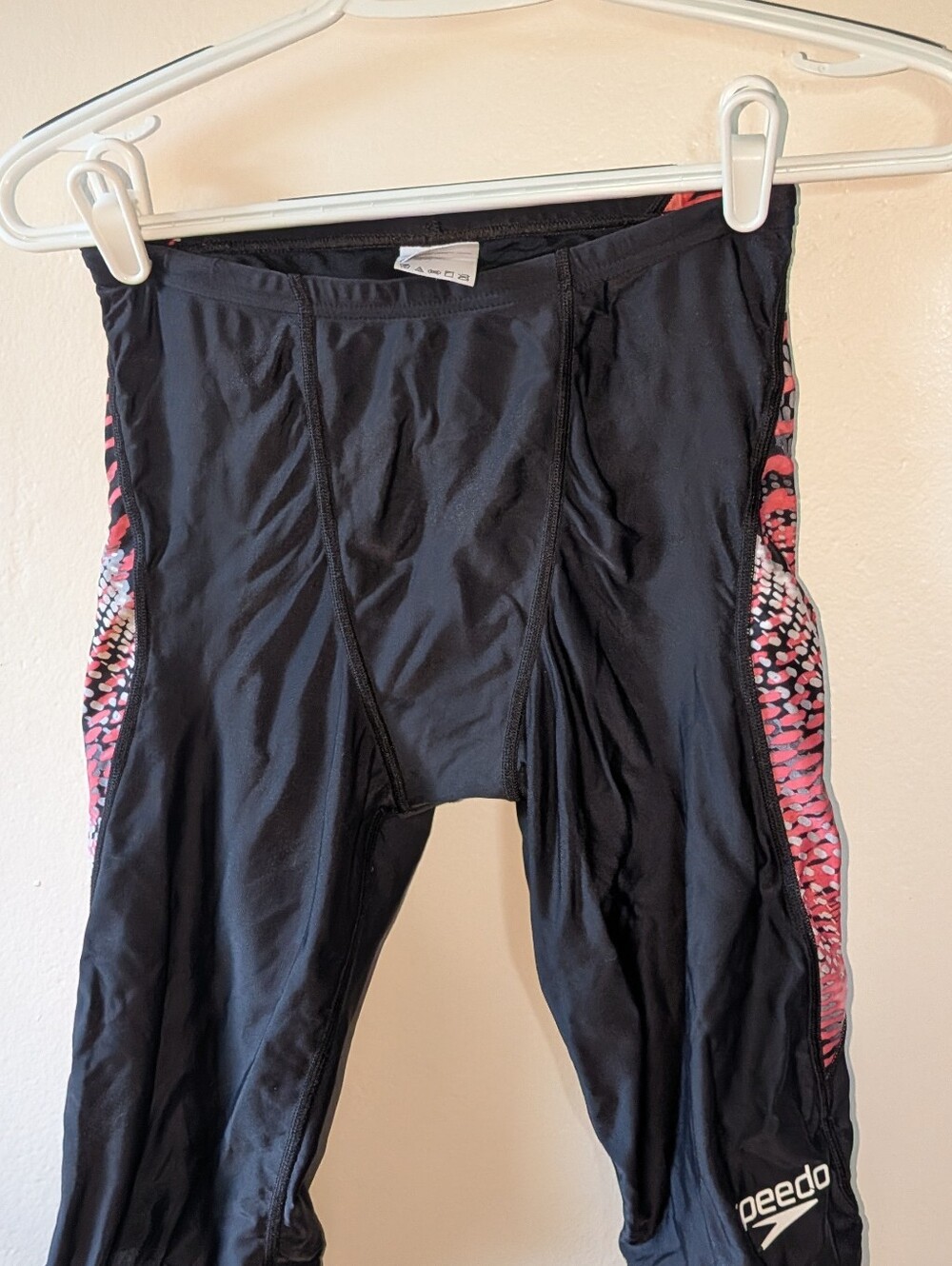 Speedo Black Swim Jammer with Red Accent Panels Size 30